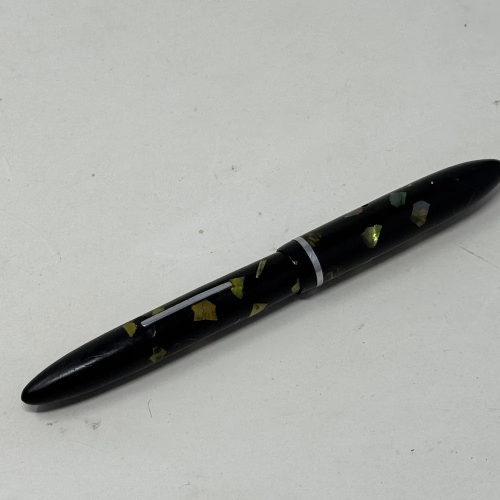 Vintage Sheaffer Jr Fountain Pen‎ Black Abalone Shell Flake Celluloid USA Made